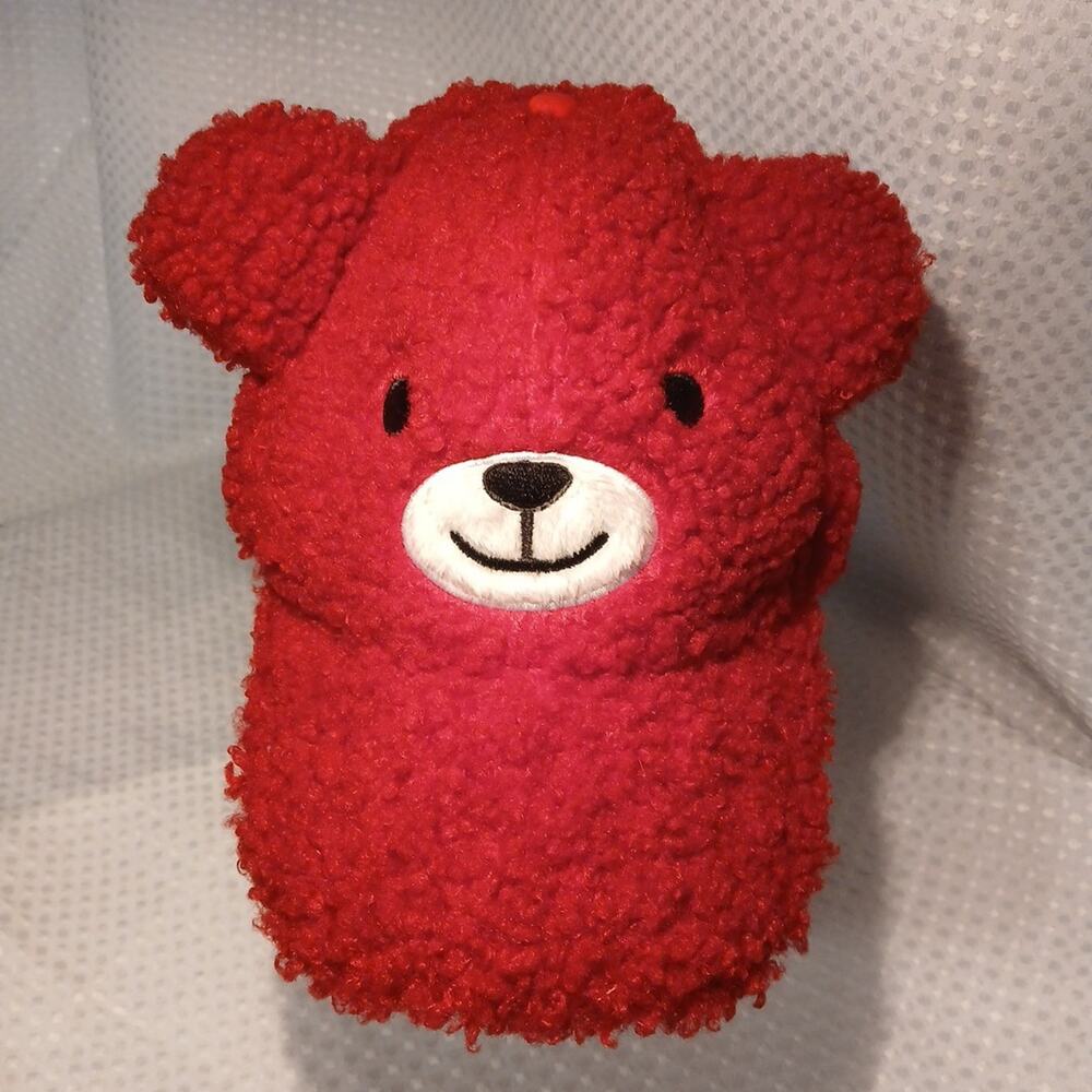 Celebrate Red Bear Ears Strapback Hat One Size Adjustable Sherpa Valentine's Day